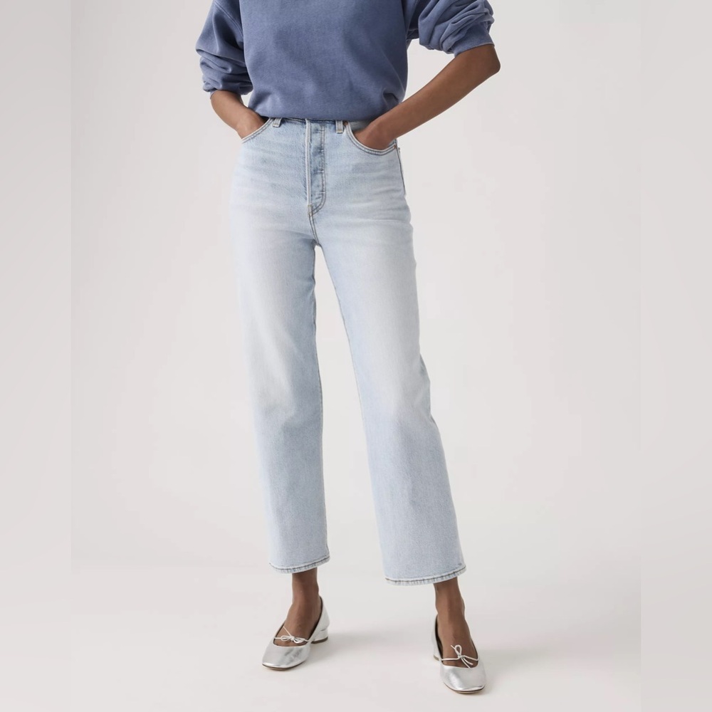 Levi's Ribcage Straight Leg Ankle jeans high rise button fly light wash 27 - Picture 12 of 12